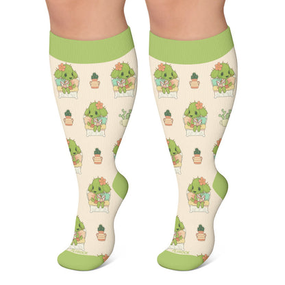 Plus Size Cactus Dog Cat Compression Socks - Apricot - 4XL - image 5