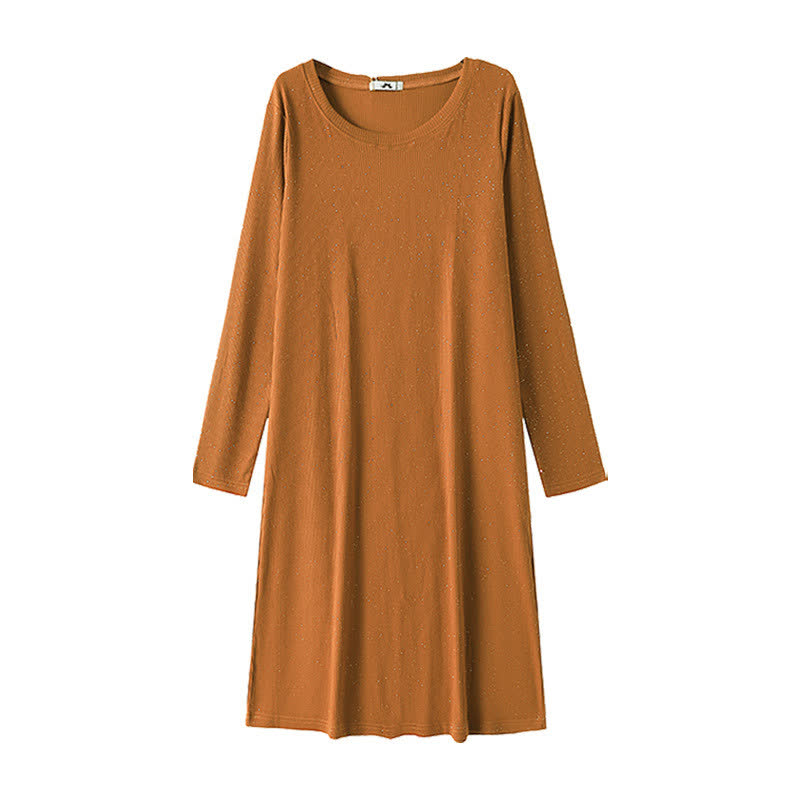 Relaxed Crewneck Knit Midi Dress - Brown - 6XL - image 0