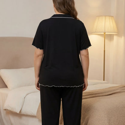 Plus Size Contrast Trim Pajama Set - image 7