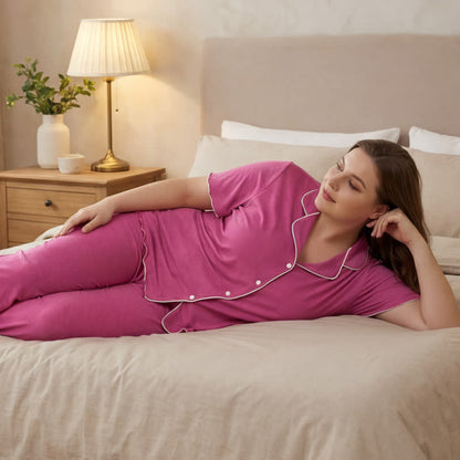 Plus Size Contrast Trim Pajama Set - image 4