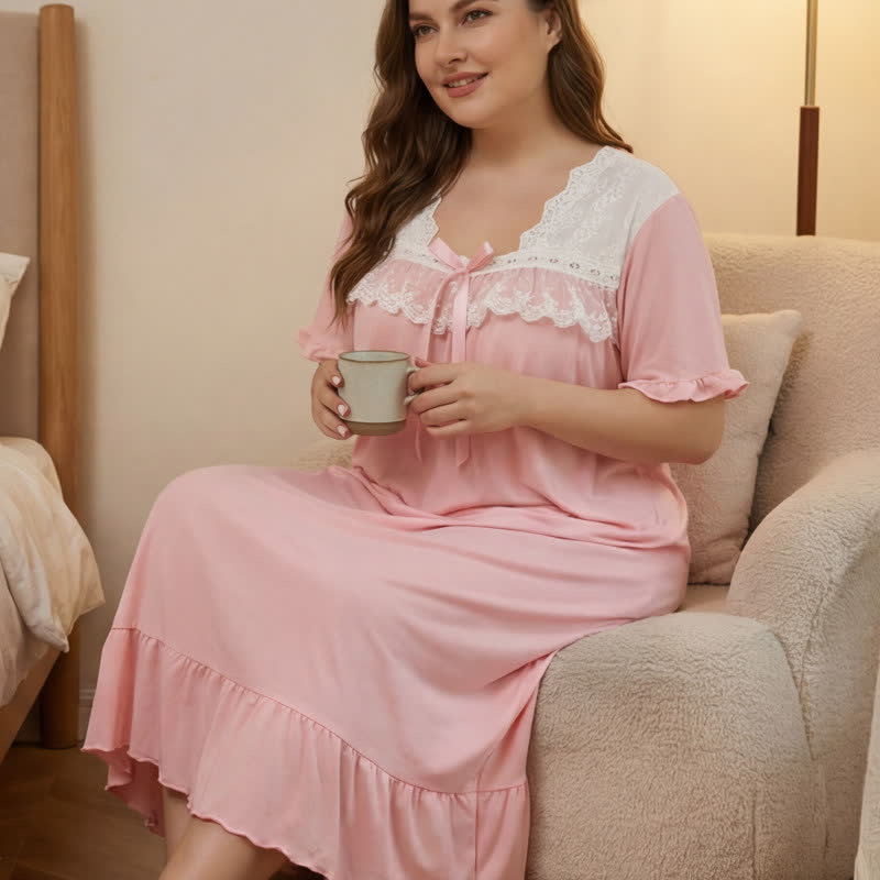 Bow Lace Trim Loungewear - image 1