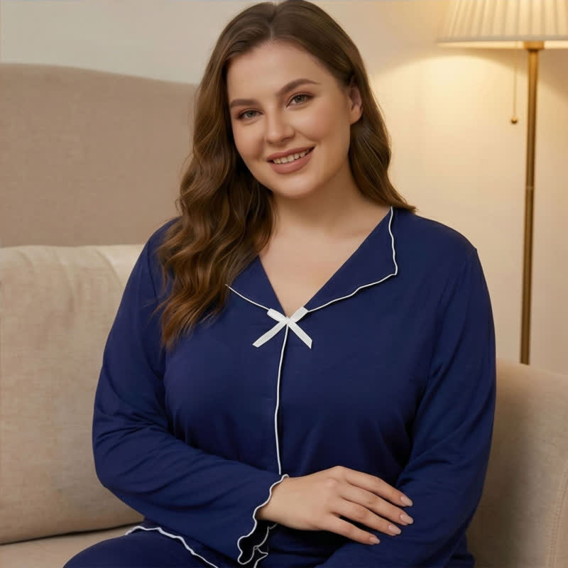 Bow Long Sleeve Pajama Set - image 1