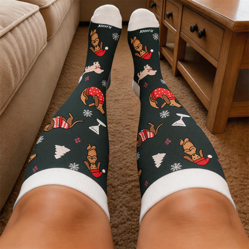 Plus Size Cocktail Dachshund Compression Socks - image 2