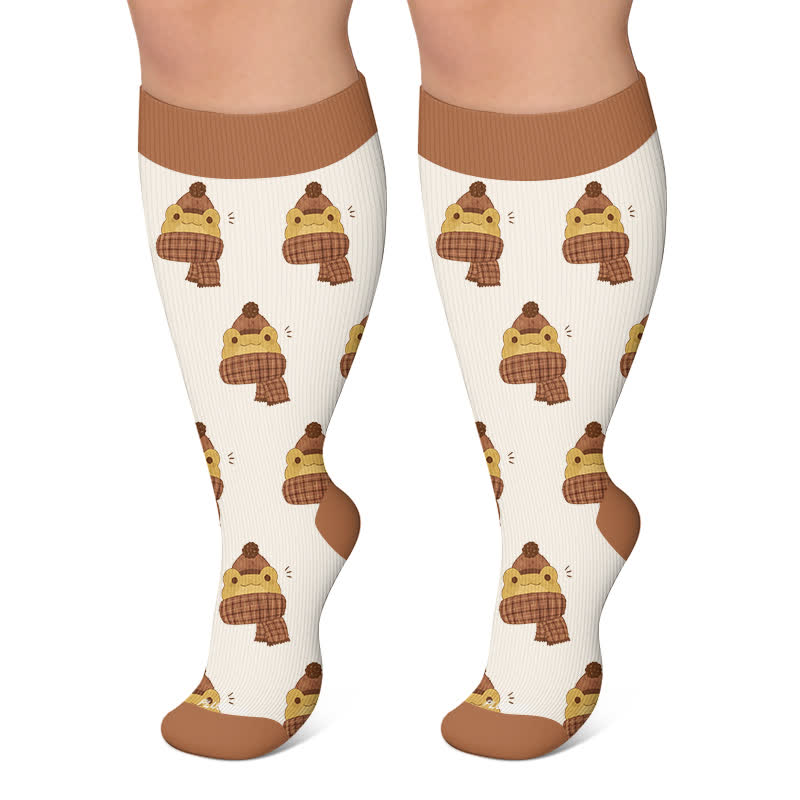 Plus Size Cozy Woodland Critter Compression Socks - Coffee - 4XL - image 4