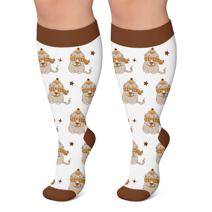 Plus Size Cozy Woodland Critter Compression Socks - Brown - 4XL - image 6