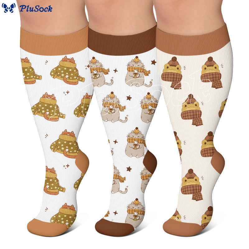 Plus Size Cozy Woodland Critter Compression Socks - image 0
