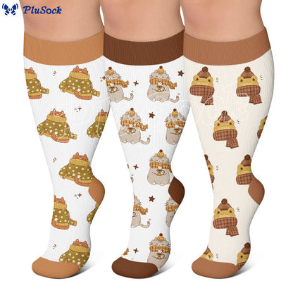 Plus Size Cozy Woodland Critter Compression Socks - image 0