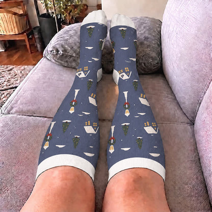 Plus Size Christmas Village Compression Socks - image 2