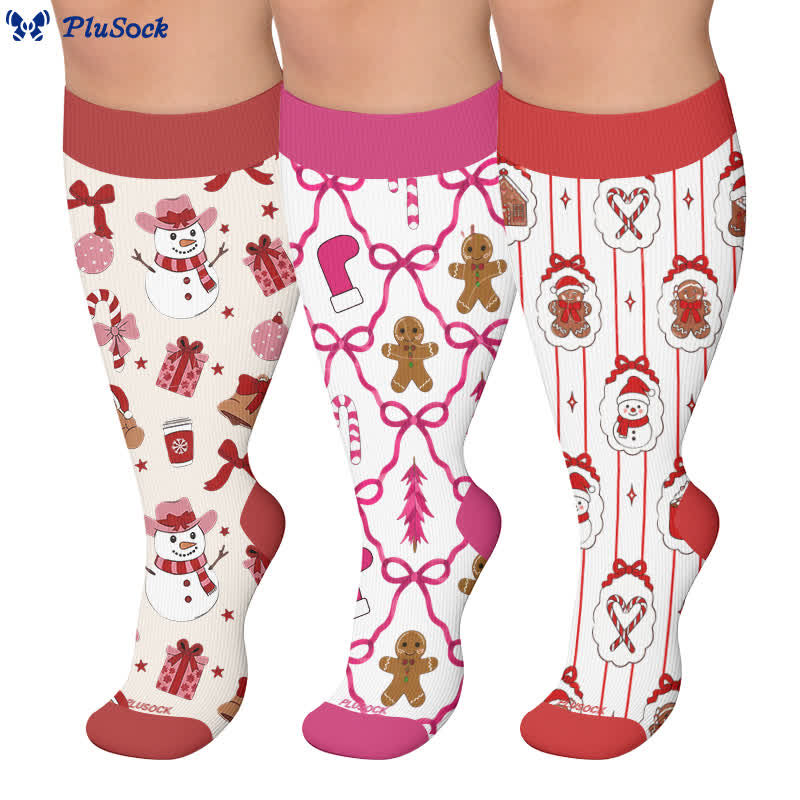 Plus Size Gingerbread Snowman Compression Socks - image 0