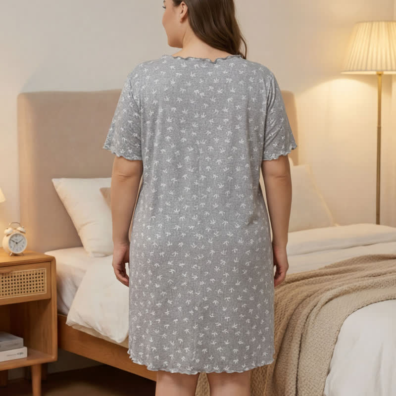 Small Floral Print Bow Trim Nightgown - image 3