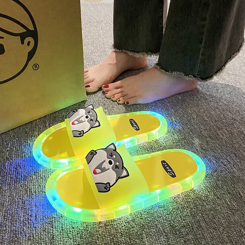 Husky Face Light Up Jelly Slides - Yellow - Kids EU34–35(3–3.5) - image 3