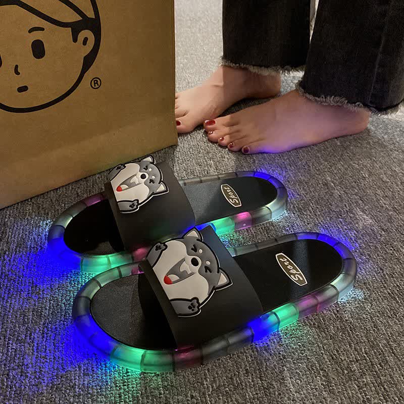 Husky Face Light Up Jelly Slides - Black - Kids EU34–35(3–3.5) - image 1