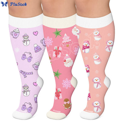 Plus Size Christmas Snowman Compression Socks - image 0
