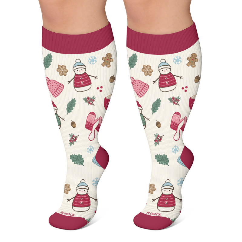 Plus Size Christmas Character Compression Socks - Beige - 4XL - image 5