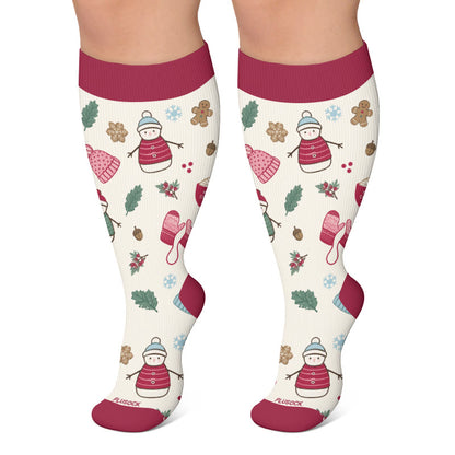 Plus Size Christmas Character Compression Socks - Beige - 4XL - image 5