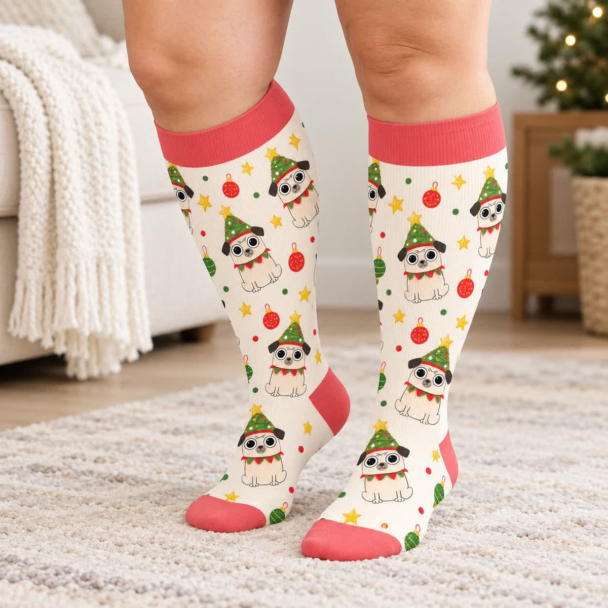 Plus Size Christmas Cat Dog Compression Socks - image 3