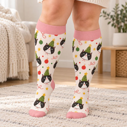 Plus Size Christmas Cat Dog Compression Socks - image 1