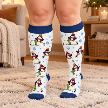 Plus Size Festive Polar Bear Compression Socks - image 2
