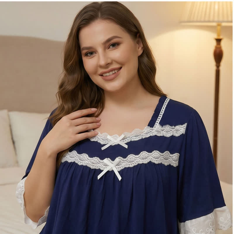 Lace Trim Bow Nightgown - image 3