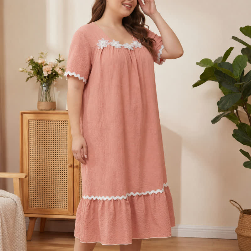 Floral Applique Lounge Nightgown - image 1