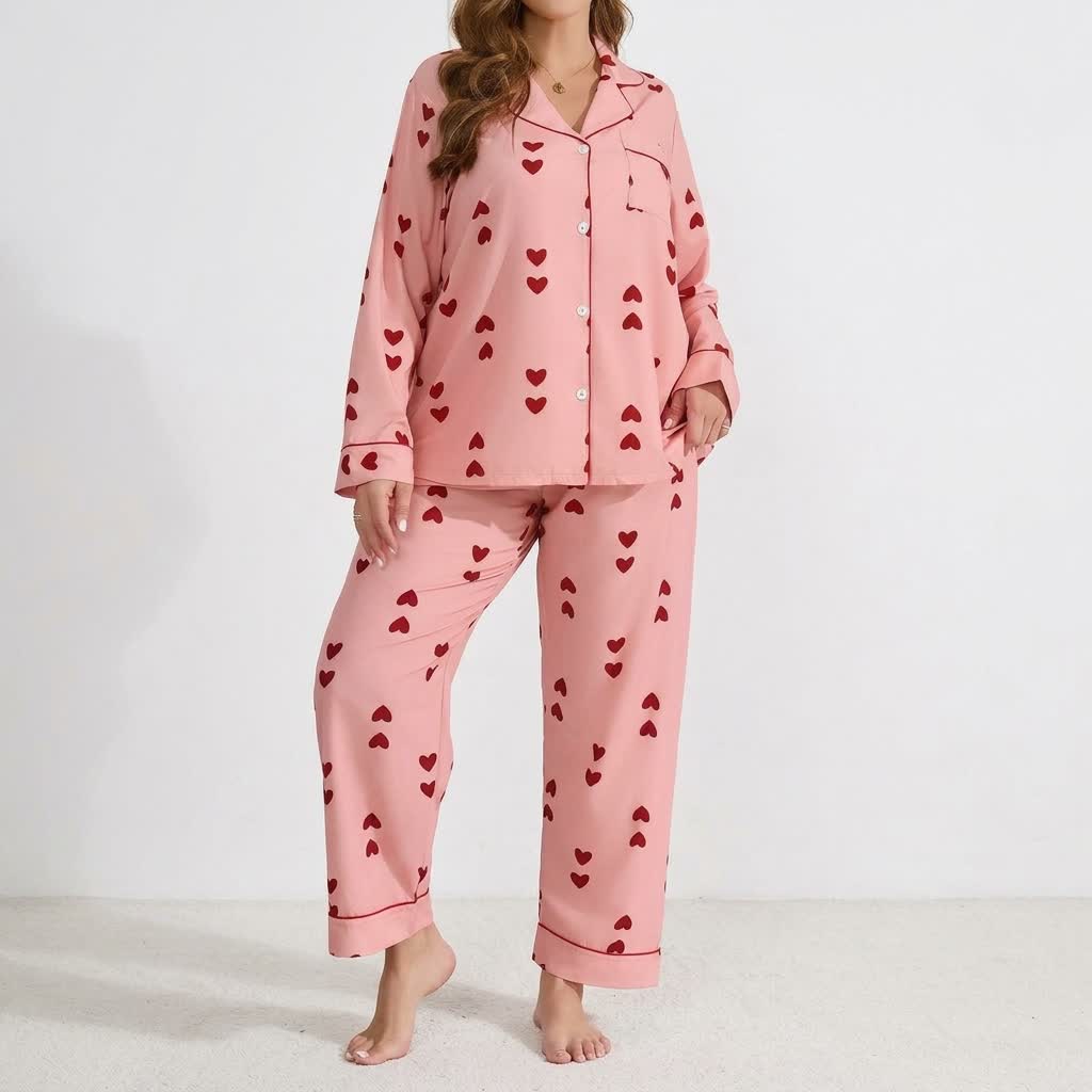 Heart Print Satin Pajama Set - image 10