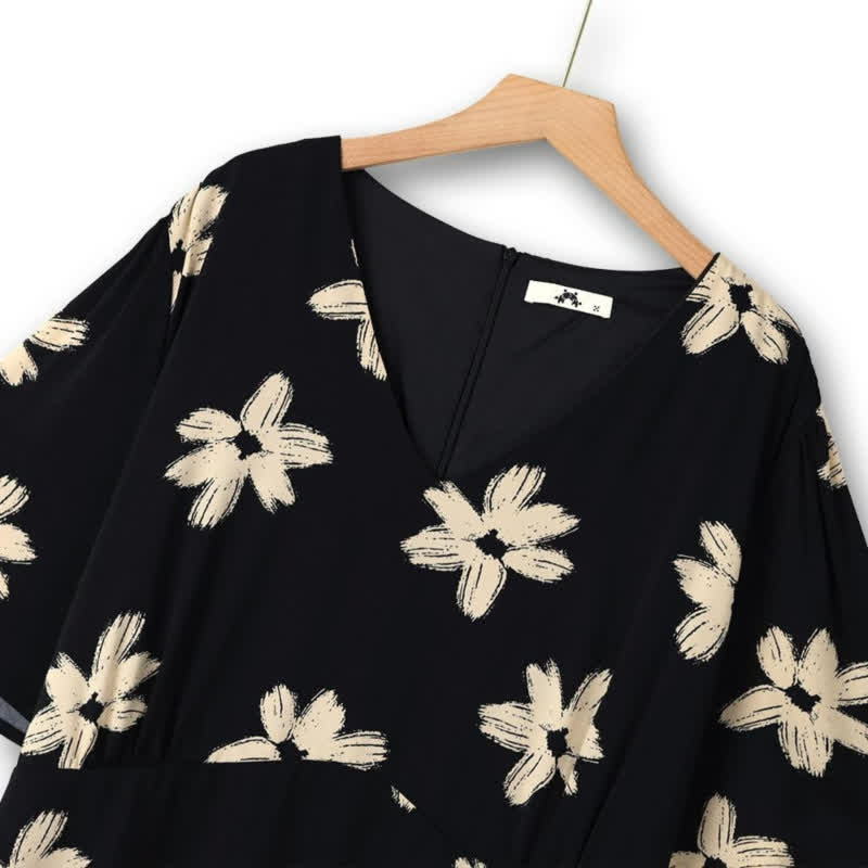 Curve Floral V Neck Midi Dress - image 1