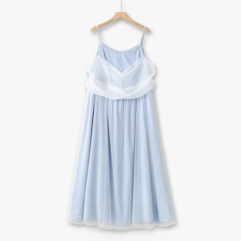 Plus Size Sheer Overlay Midi Dress - Blue - 6XL - image 0