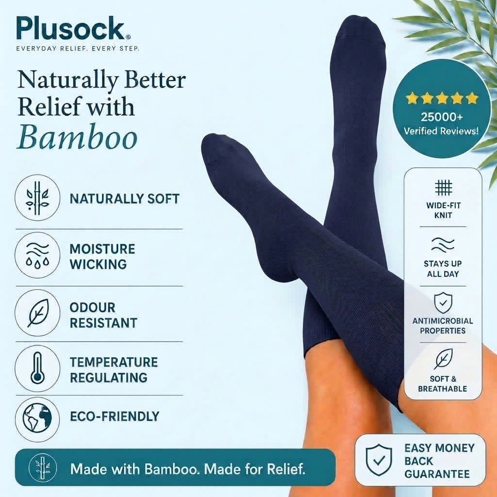 Plus Size Navy Blue Bamboo Compression Socks - image 4