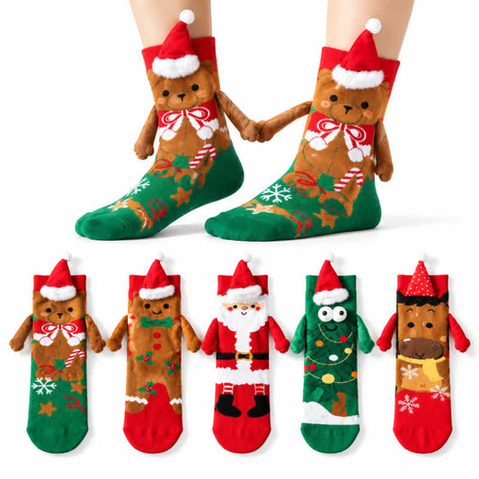 Christmas Tree Knit Hand Holding Quarter Socks - image 0