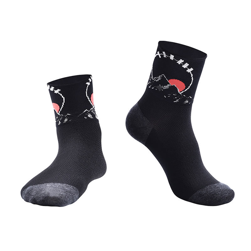 Funny Pattern Cycle Quarter Socks - Black - L/XL - image 5