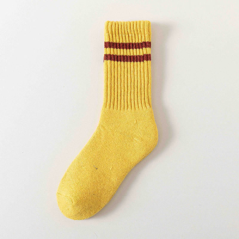 Striped Warm Wool Quarter Socks(5 Pairs) - Yellow - EU36-44(US3-10) - image 10