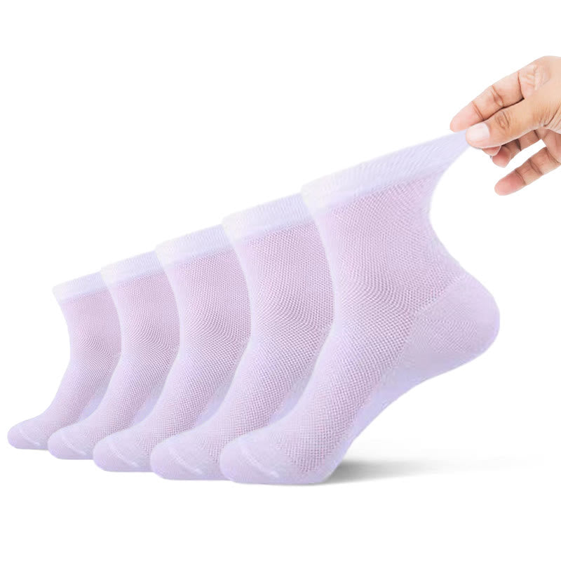 Super Elastic Quarter Socks(5 Pairs) - 45-50 - White - image 11