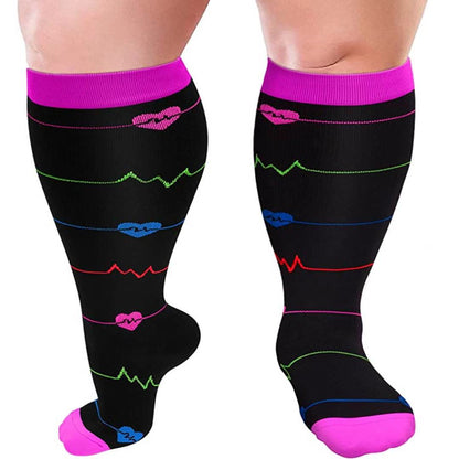 Pineapple Electrocardiogram Plus Size Compression Socks(3 Pairs) - image 10