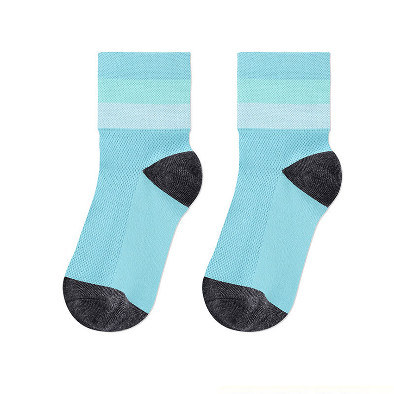 Candy Color Breathable Quarter Socks - Light Blue - L/XL - image 23