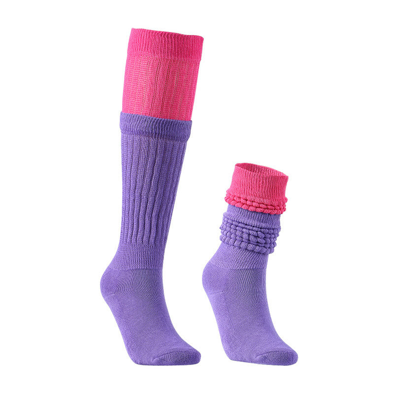 Color Block Slouch Socks(2 Pairs) - Purple A - EU36-42(US3-8.5) - image 4