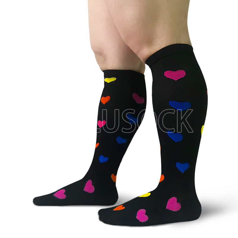 Heart Pattern Plus Size Compression Socks 2XL-7XL(3 Pairs) - image 6