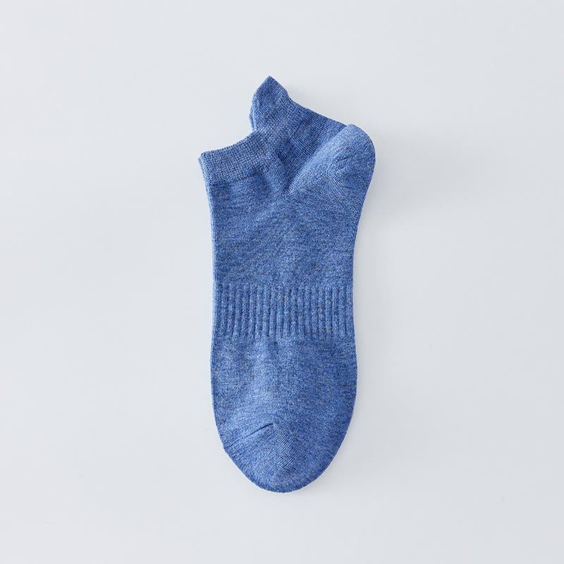 Breathable Solid Color Ankle Socks(8 Pairs) - Blue - EU43-48(US9-13) - image 5