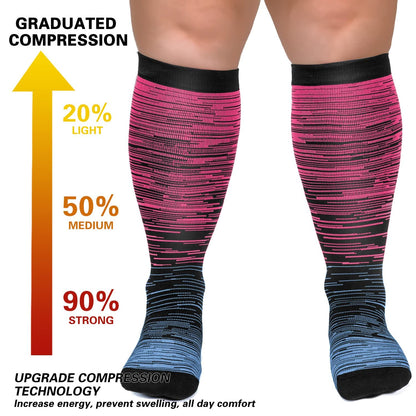 Colorful Cool Lines Plus Size Compression Socks 2XL-7XL(3 Pairs) - image 3