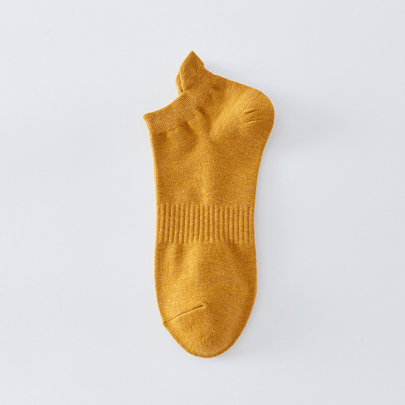 Breathable Solid Color Ankle Socks(8 Pairs) - Yellow - EU43-48(US9-13) - image 11
