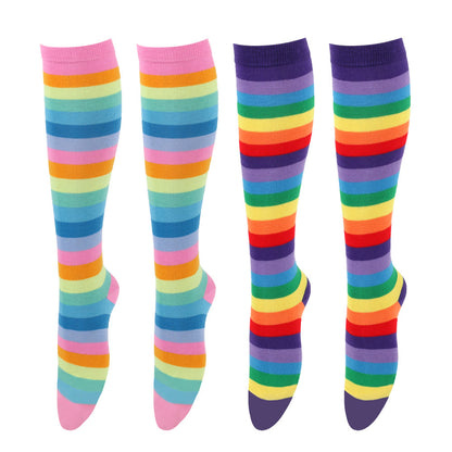 Rainbow Striped Knee High Socks(3 Pairs) - image 4