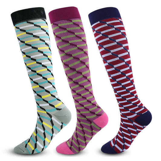 Colorful Irregular Stripes Compression Socks(3 Pairs) - image 0