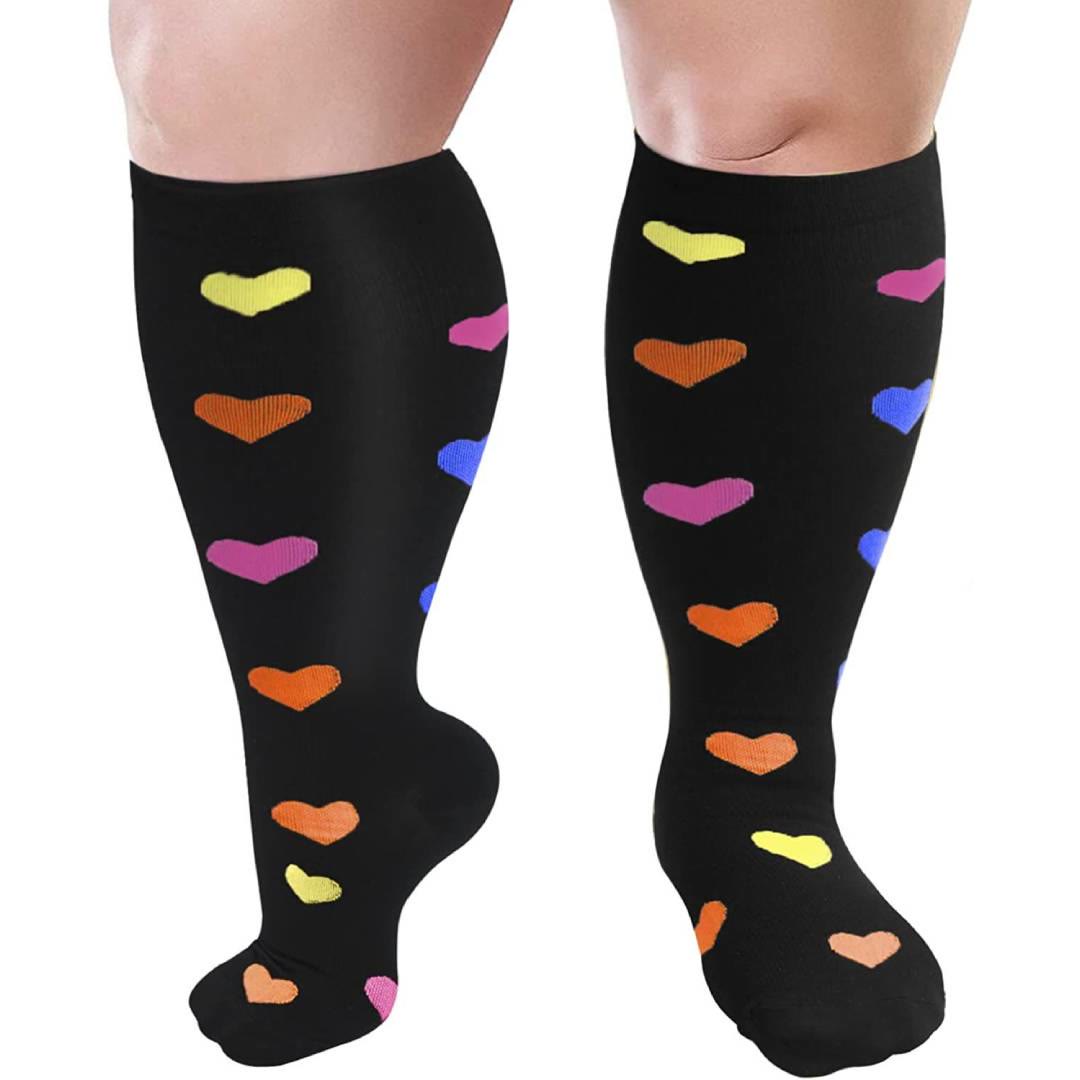Skin Heart Dot Plus Size Compression Socks 2XL-7XL(3 Pairs) - image 11