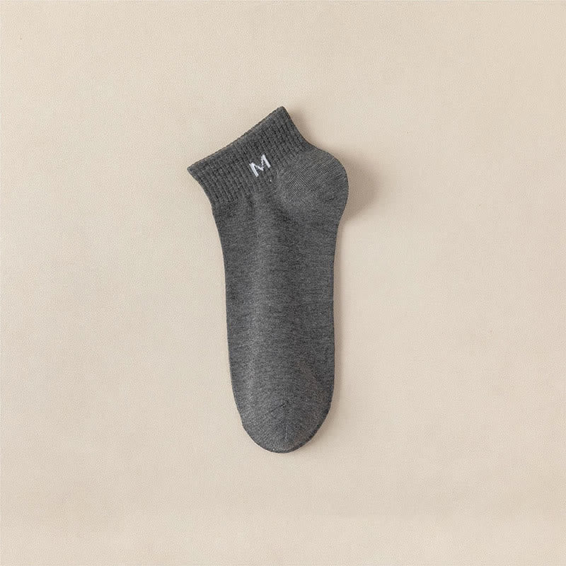 Solid Cotton Ankle Socks(5 Pairs) - EU44-50(US10-15) - Gray - image 4