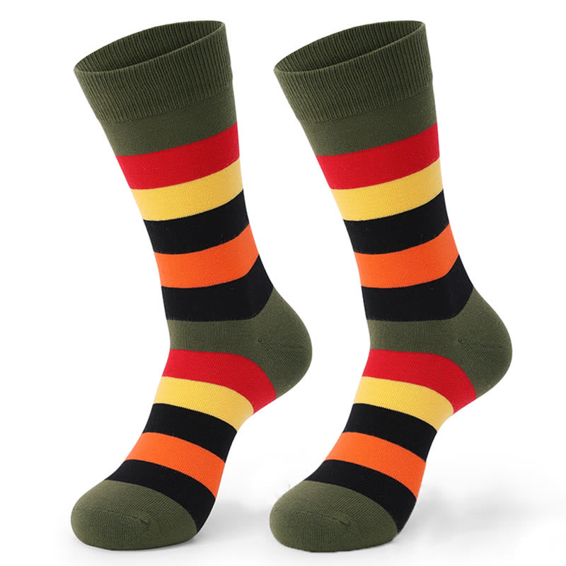Colorful Striped Cotton Novelty Crew Socks(5 Pairs) - image 8