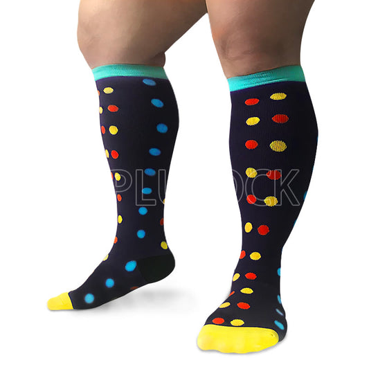 Dot Pattern Plus Size Compression Socks 2XL-7XL(3 Pairs) - image 0
