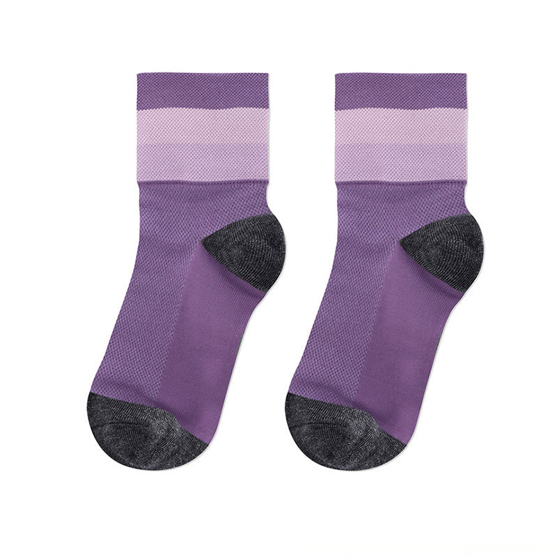 Candy Color Breathable Quarter Socks - Purple - L/XL - image 20
