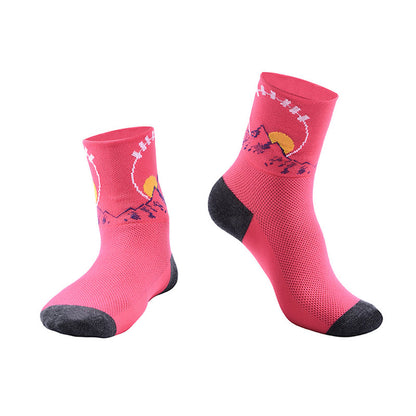 Funny Pattern Cycle Quarter Socks - Pink - L/XL - image 6