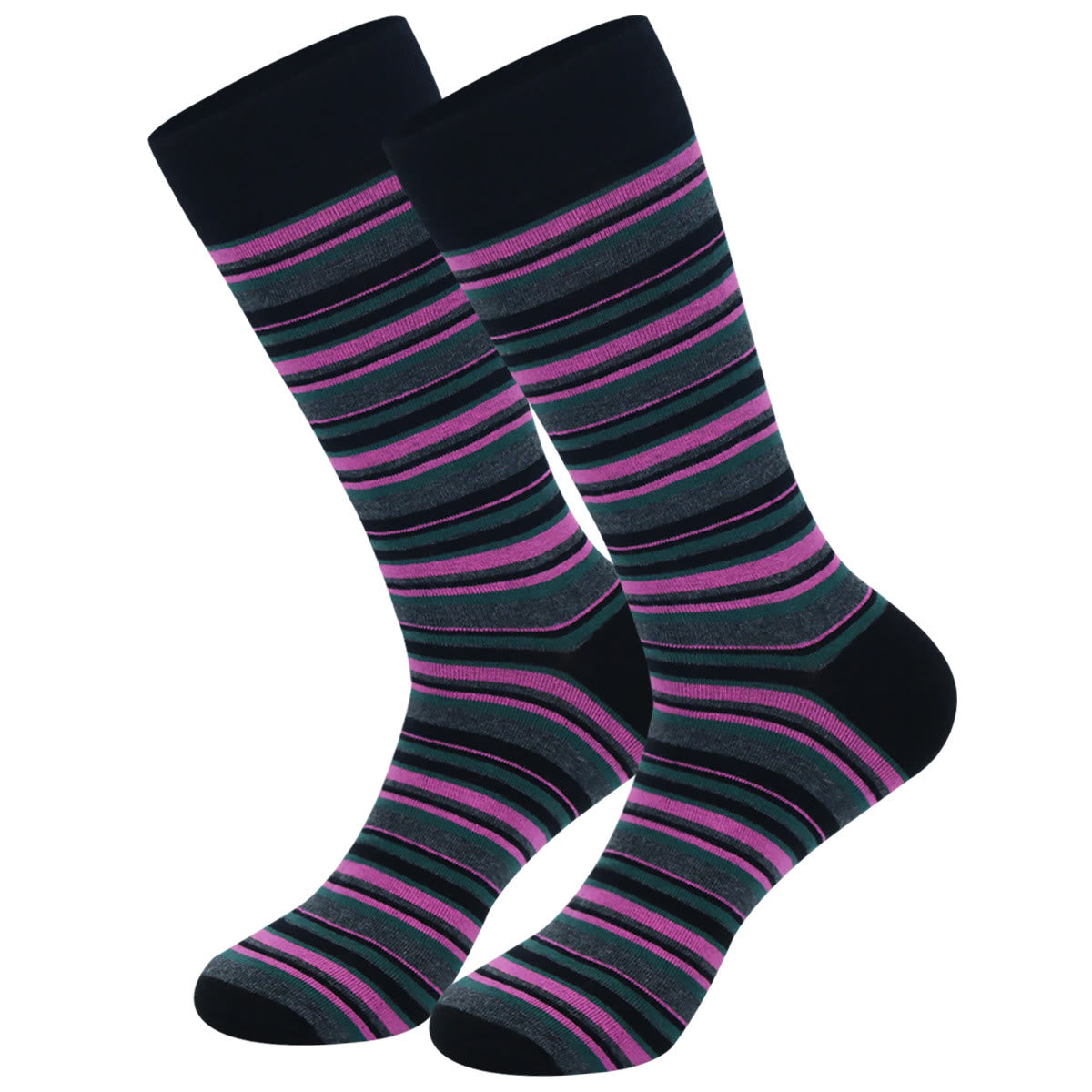 Patchwork Pinstripes Crew Socks(5 Pairs) - image 7