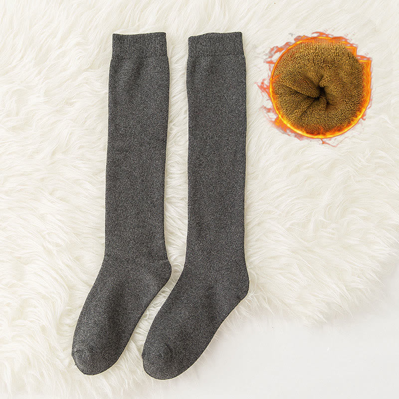 Solid Color Thickened Knee High Socks(6 Pairs) - Dark Grey - EU35-40(US2-7) - image 4