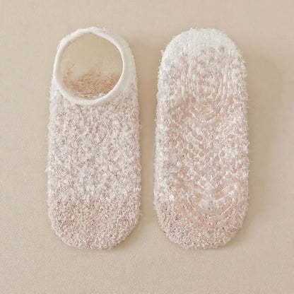 Cozy Chenille Low Cut Anti Slip Home Slipper Socks(3 Pairs) - Khaki - EU36-44(US3-10) - image 2